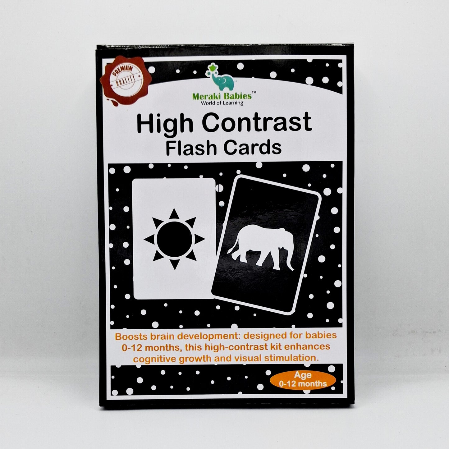Meraki Babies Large Size High Contrast - Black & White Flash Card - 32 Cards