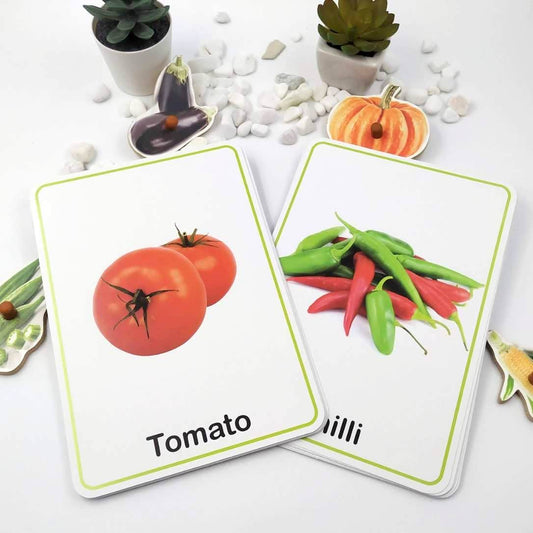 Meraki Babies_Large Size Vegetables & Fruits Flash Cards - 32 Cards