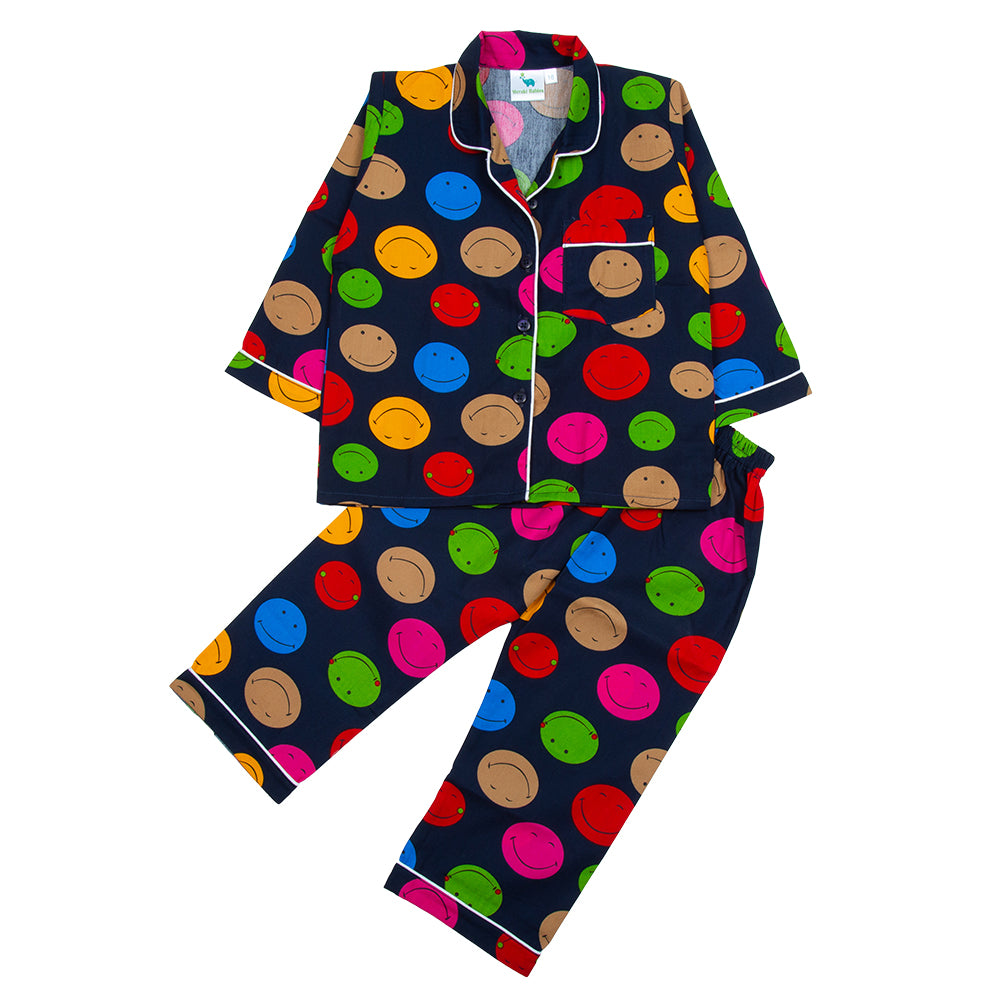 Blue Smiley Kids Nightwear
