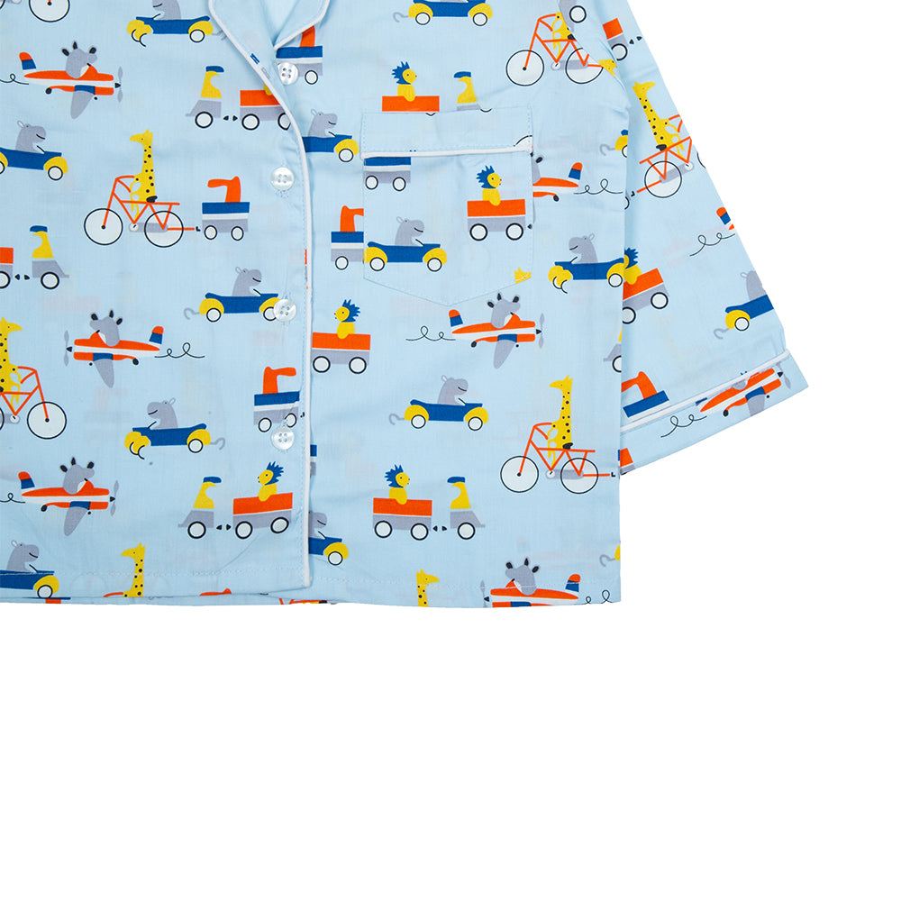 Sky Blue Car Kids Nightwear