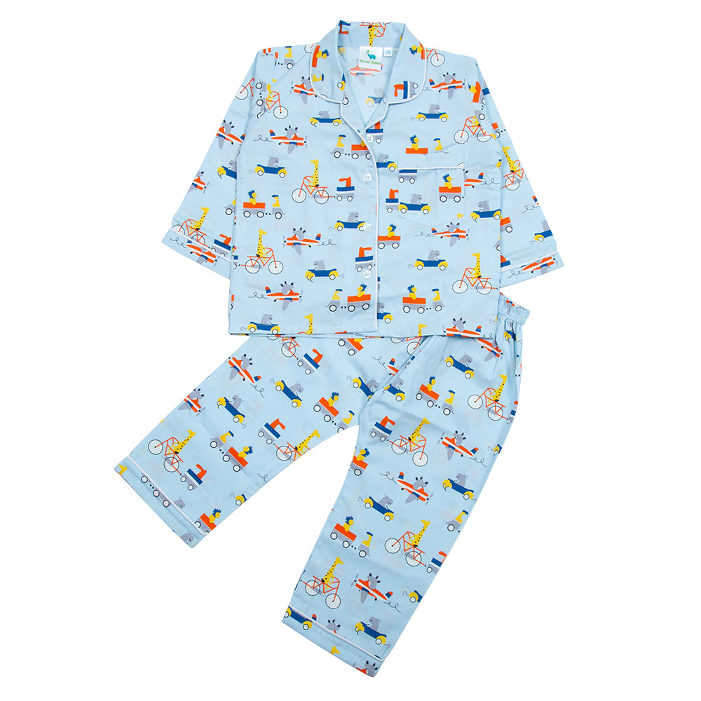 Sky Blue Car Kids Nightwear