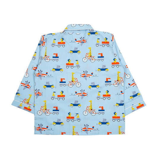 Sky Blue Car Kids Nightwear
