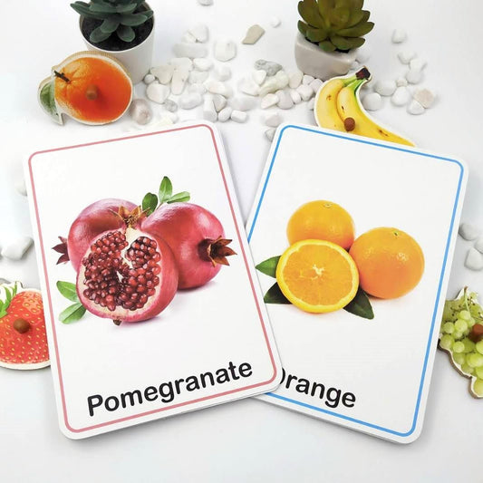 Large Size Vegetables, Fruits, Animals & Birds Flash Cards