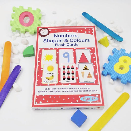 Large Size Numbers, Shapes & Colours Flash Cards  - 32 Cards